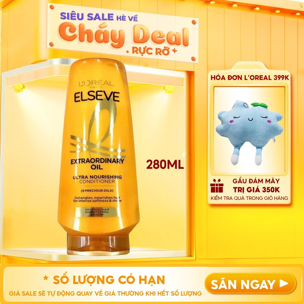 Dầu Xả Giúp Tóc Suôn Mượt Chiết Xuất Tinh Dầu Hoa L'oreal Elseve Extraordinary Oil Ultra Nourishing Conditioner 280ml