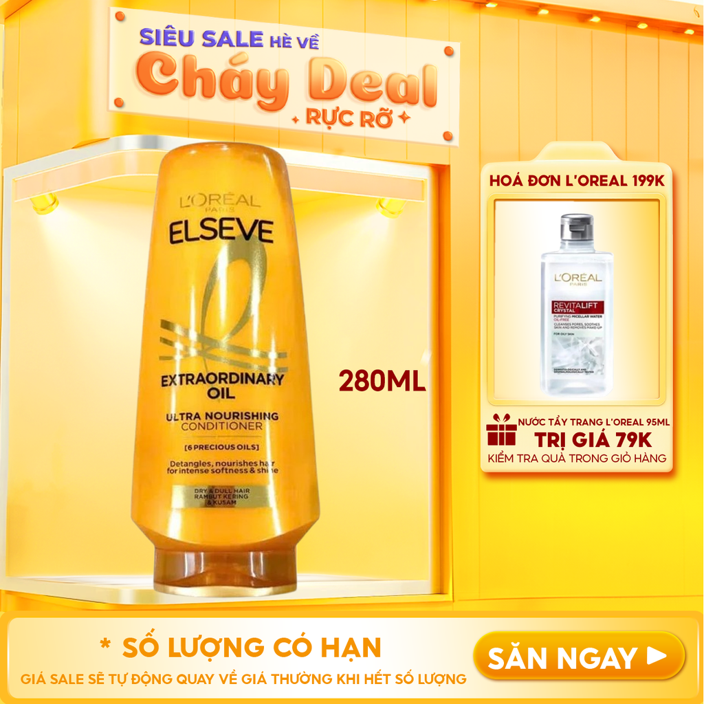 Dầu Xả Giúp Tóc Suôn Mượt Chiết Xuất Tinh Dầu Hoa L'oreal Elseve Extraordinary Oil Ultra Nourishing Conditioner 280ml