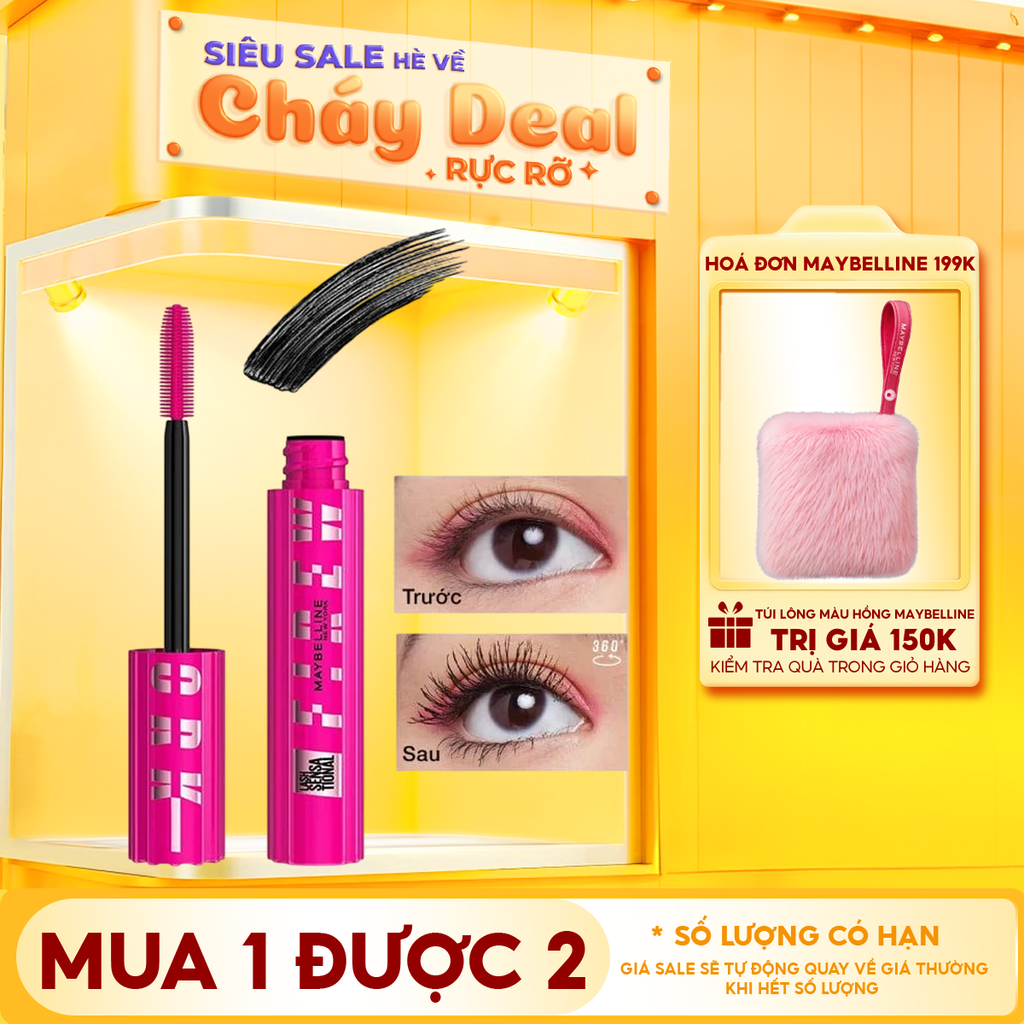 Mascara Chuốt Mi Cong Dài, Tỏa Mi 360 Độ Maybelline Mascara Firework Lash Sensational Waterproof 8.75ml