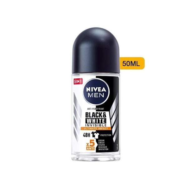 Lăn Khử Mùi Cho Nam Ngăn Vệt Ố Vàng Nivea Men Black & White Invisible Anti-Perspirant Roll On 50ml (Che tên sản phẩm khi giao hàng)