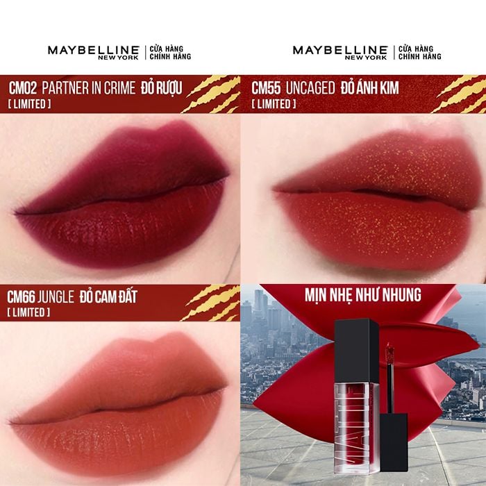 [Phiên Bản Giới Hạn] Son Kem Mịn Lì Như Nhung Maybelline Cushion Mattes New York Limited 6.4ml - CM55 - ĐỎ ÁNH KIM