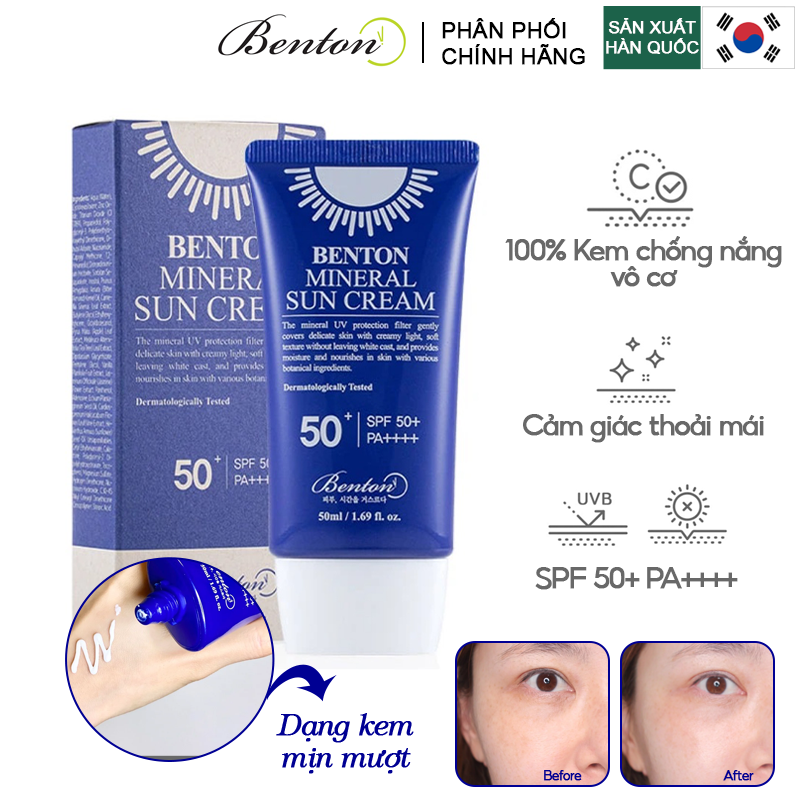 Kem Chống Nắng Vô Cơ Dịu Nhẹ Cho Da Benton Mineral Sun Cream SPF50+/PA++++ 50ml