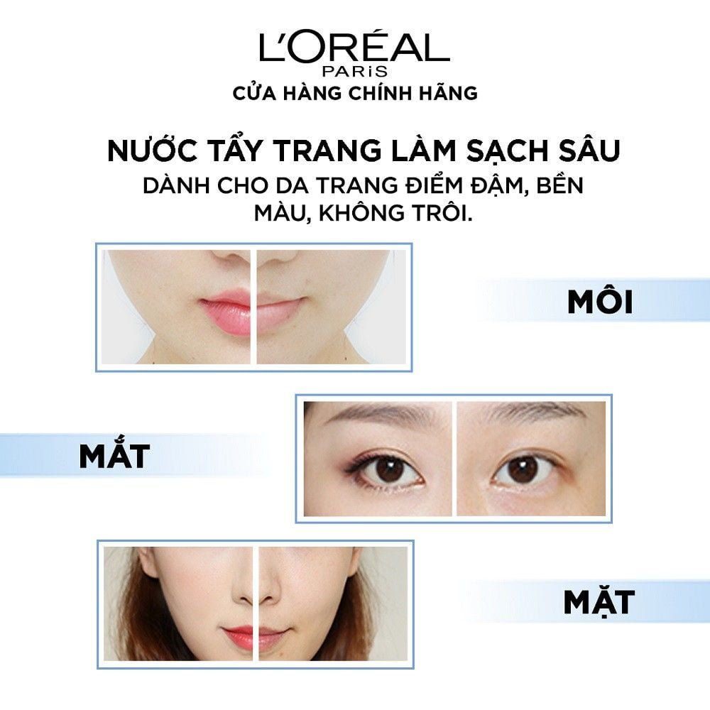 Nước Tẩy Trang Làm Sạch Tươi Mát, Dưỡng Ẩm Cho Da L'Oreal 3-in-1 Micellar Water