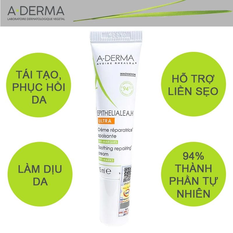 [Mini 15ml] Kem Dưỡng Làm Dịu Da, Dưỡng Ẩm Và Hỗ Trợ Giảm Thâm, Sẹo A-Derma Epitheliale A.H Ultra Soothing Repairing Cream