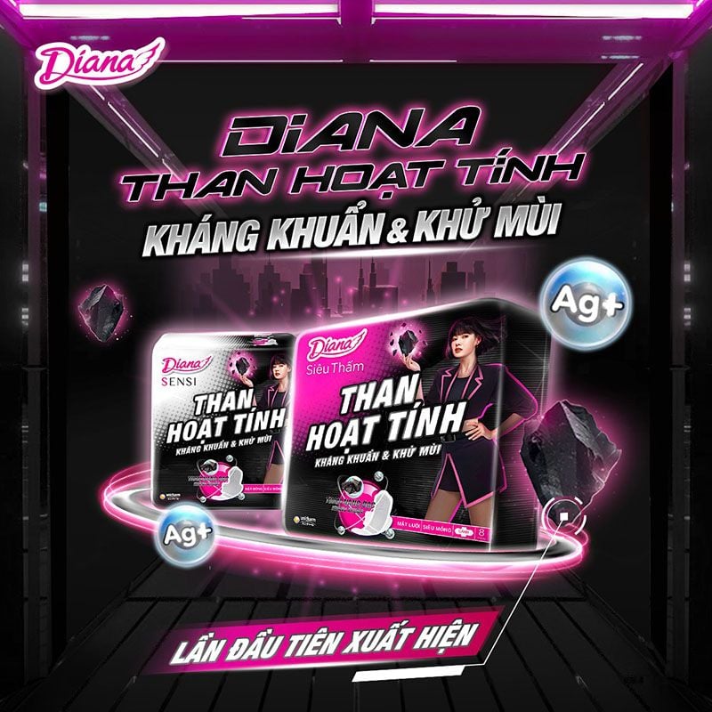 Băng Vệ Sinh Diana Than Hoạt Tính Siêu Mỏng Có Cánh (8 miếng) (Che tên sản phẩm khi giao hàng)