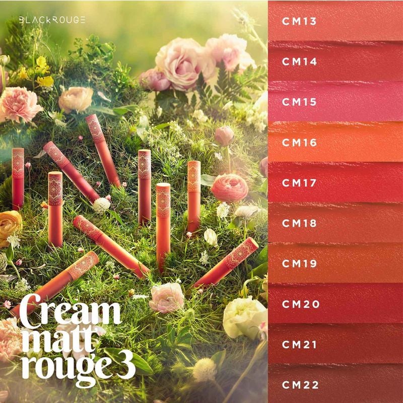 [Phiên Bản Flower Color] Son Kem Lì, Mịn Môi Black Rouge Cream Matt Rouge Version 3 5g