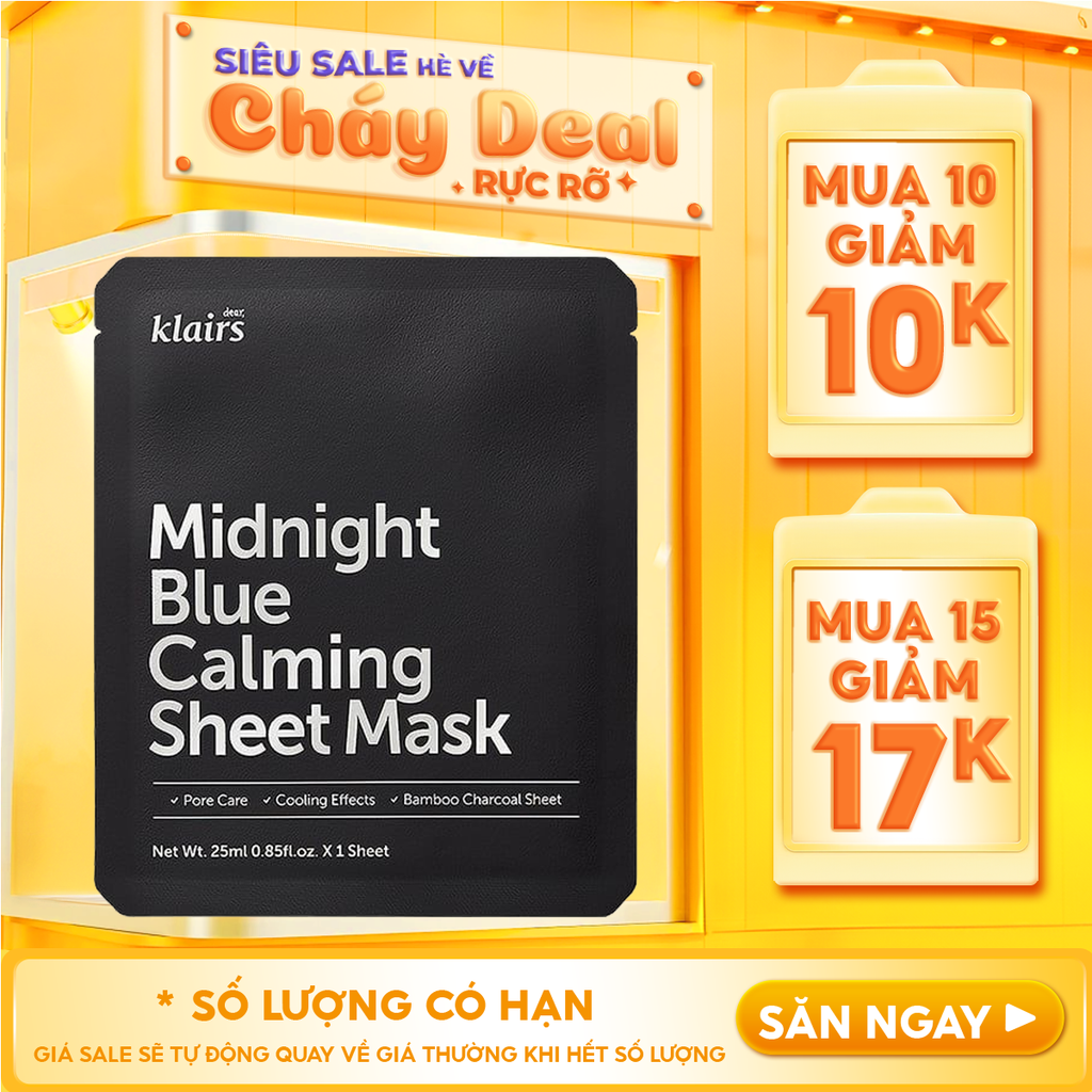Mặt Nạ Klairs Làm Dịu, Hỗ Trợ Giảm Kích Ứng, Phục Hồi Da Midnight Blue Calming Sheet Mask 25ml
