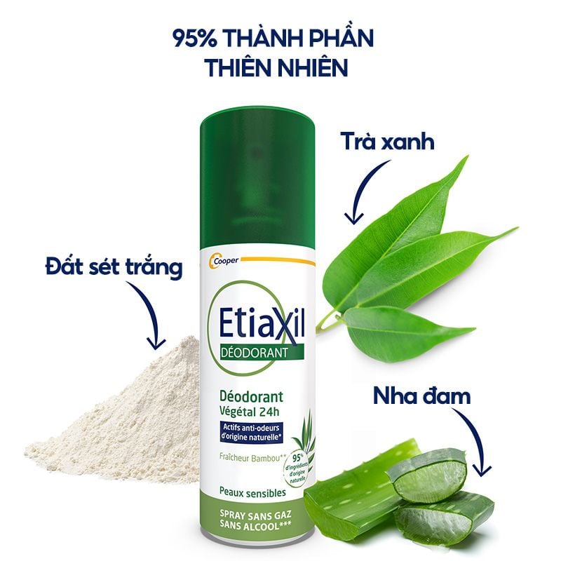 Xịt Khử Mùi Hàng Ngày Chiết Xuất Nha Đam Etiaxil Deodorant Vegetal 24H Spray Sans Gaz 100ml