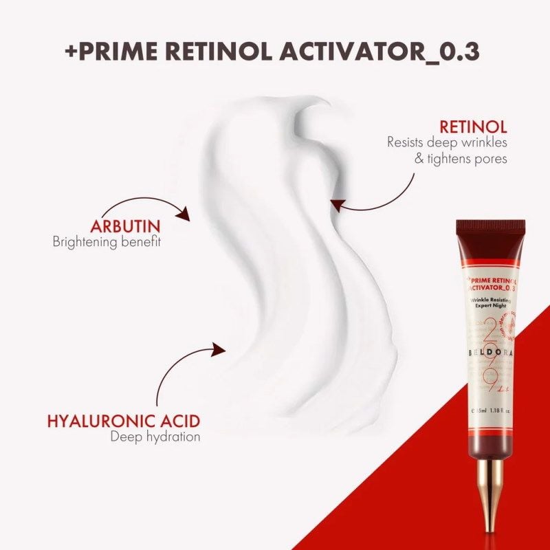 Kem Dưỡng Retinol Cải Thiện Nếp Nhăn, Căng Mịn Da Beldora 299 Prime Retinol Activator 0.3 35ml