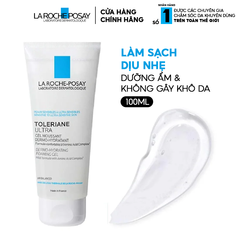 Gel Rửa Mặt La Roche-Posay Làm Sạch Dịu Nhẹ, Dưỡng Ẩm Dành Cho Da Nhạy Cảm Toleriane Ultra Dermo-Hydrating Foaming Gel Amino Acid Cleanser 100ml
