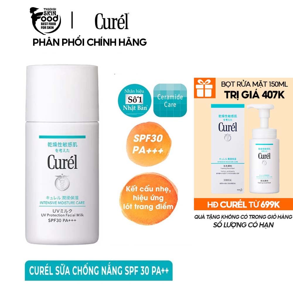 Sữa Chống Nắng Dành Cho Da Khô, Nhạy Cảm Curél UV Protection Face Milk SPF30/PA+++ 30ml