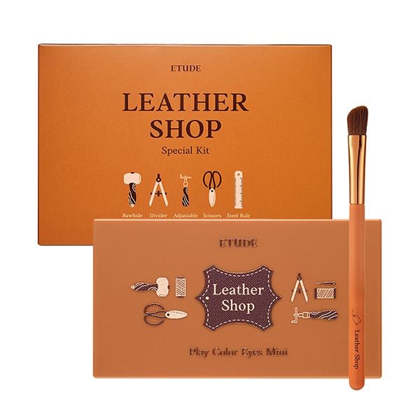 [2 Items] Bảng Phấn Mắt 6 Màu Kèm Cọ Xinh Xắn Etude Leather Shop Special Kit