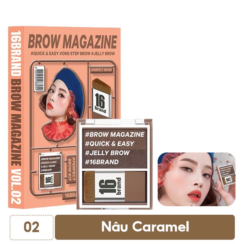 Bột Tán Chân Mày Hai Màu Đa Năng 16Brand Brow Magazine 3.6g - Coco Brown