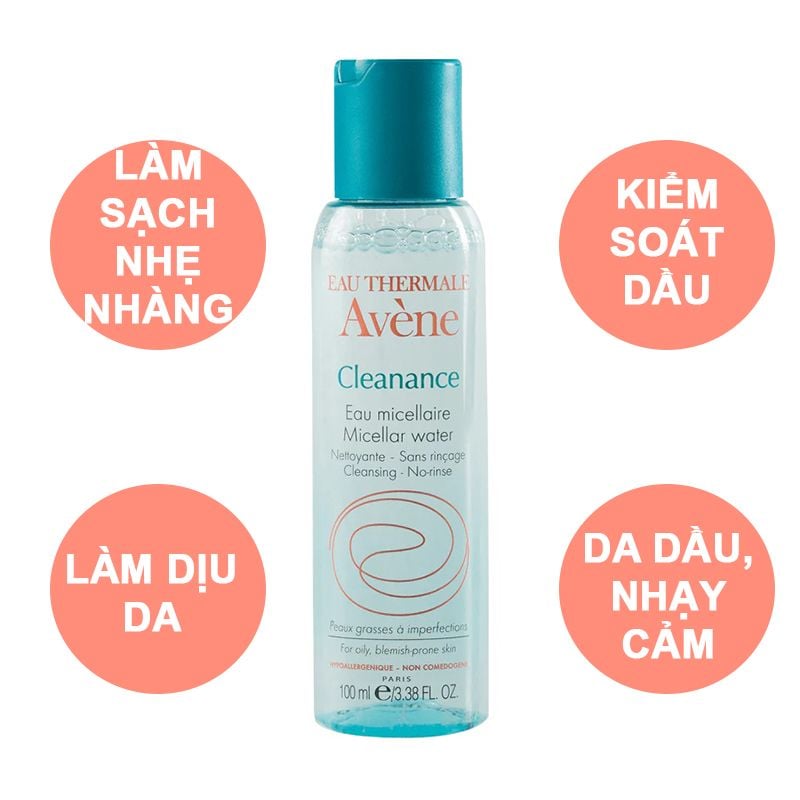 [Mini 100ml] Nước Tẩy Trang Avène Cho Da Dầu Mụn Eau Thermale Cleanance Micellar Water