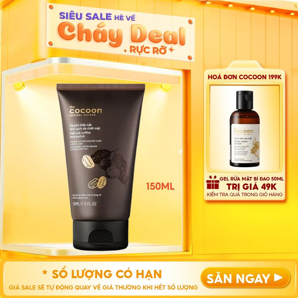 Kem Tẩy Da Chết Cocoon Chiết Xuất Cà Phê Đắk Lắk Dak Lak Coffee Face Polish 150ml
