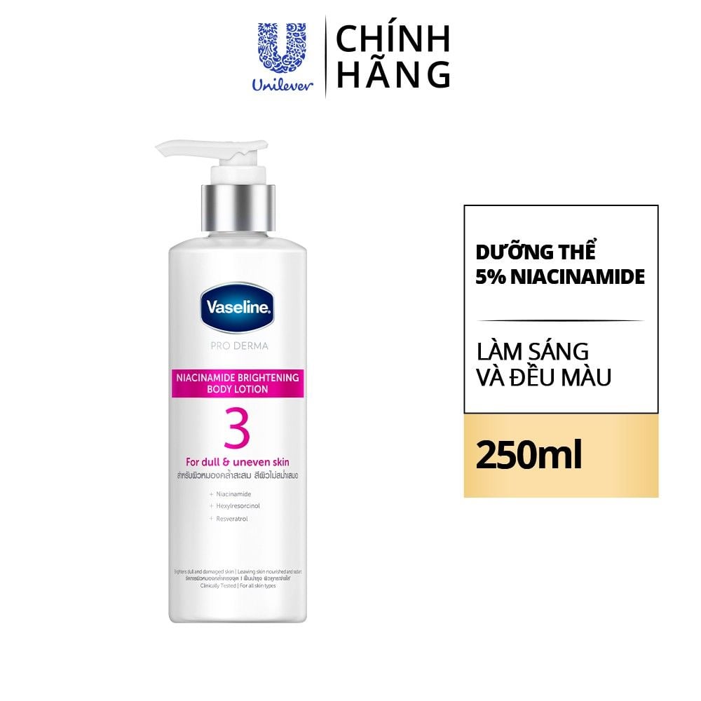 Sữa Dưỡng Thể Vaseline Cấp Ẩm, Dưỡng Da Sáng Mịn Pro Derma 250ml