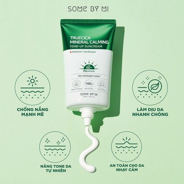 Kem Chống Nắng Some By Mi Dành Cho Da Mụn Truecica Mineral Calming Tone-up Suncream SPF50+ PA++++ 50ml