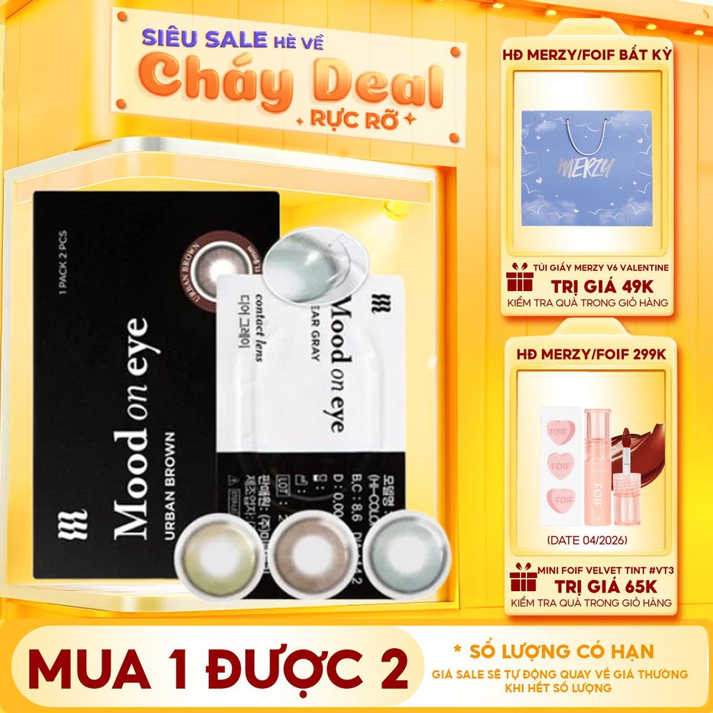 Kính Áp Tròng Merzy Lens Mắt Màu Tự Nhiên, Cao Cấp Hàn Quốc Mood On Eye Contact Lens