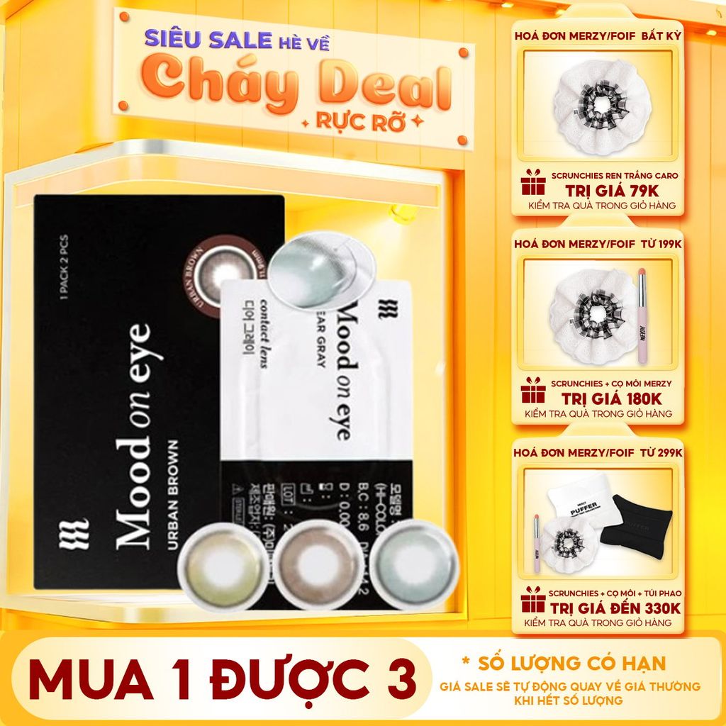 Kính Áp Tròng Merzy Lens Mắt Màu Tự Nhiên, Cao Cấp Hàn Quốc Mood On Eye Contact Lens