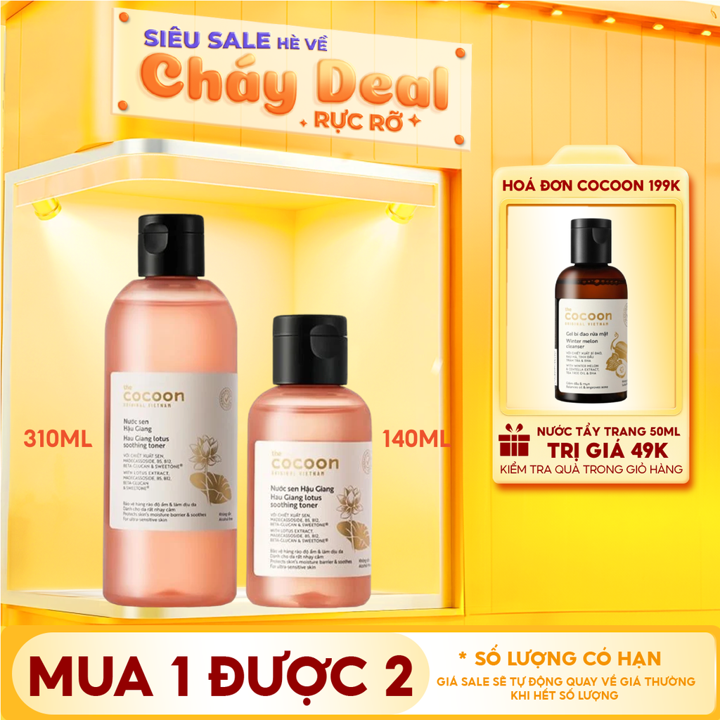 Nước Cân Bằng Cocoon Sen Hậu Giang Làm Dịu Da Nhạy Cảm Hau Giang Lotus Soothing Toner