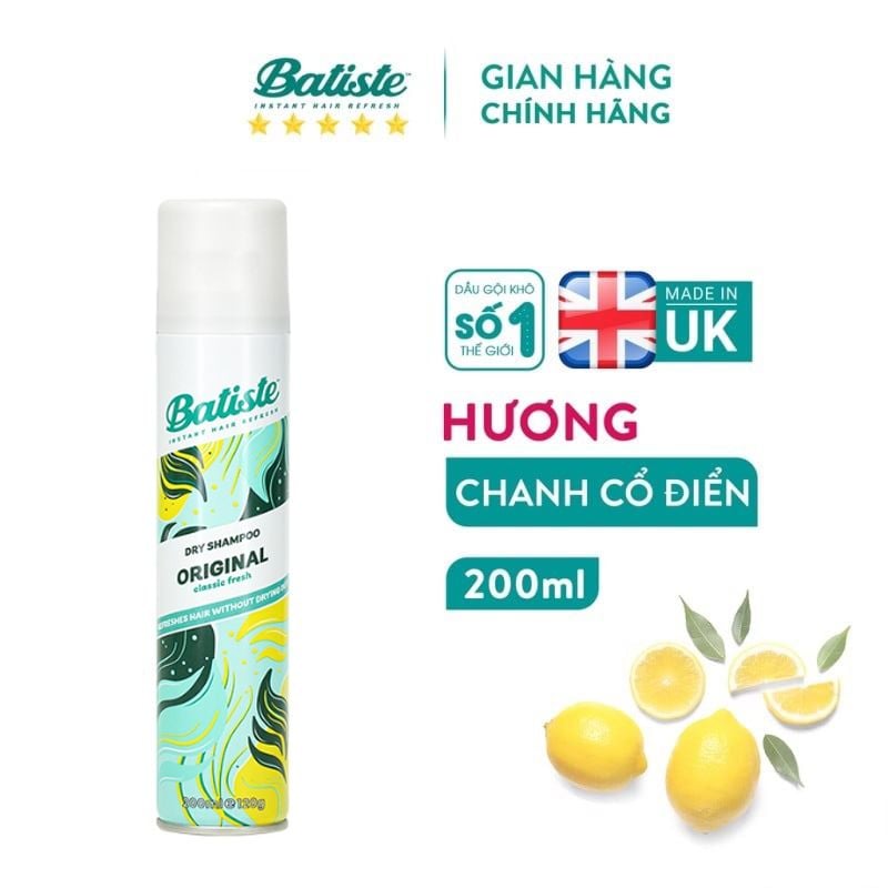 Dầu Gội Khô Giúp Làm Sạch, Tóc Bồng Bềnh Batiste Dry Shampoo 200ml