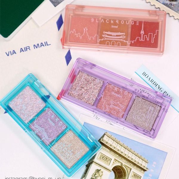 Bảng Phấn Mắt 3 Màu Black Rouge Ánh Nhũ Siêu Lấp Lánh Triple Layer Eye Palette - TL01 Seoul