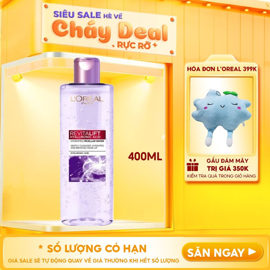 Nước Tẩy Trang L'oreal Làm Sạch, Cấp Ẩm Revitalift Hyaluronic Acid Hydrating Micellar Water