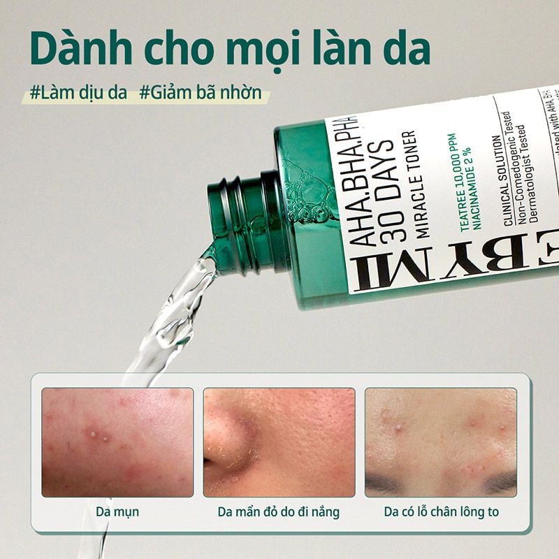 Nước Hoa Hồng Làm Sạch Da, Tẩy Da Chết, Cải Thiện Da Mụn Hàn Quốc Some By Mi AHA-BHA-PHA 30 Days Miracle Toner