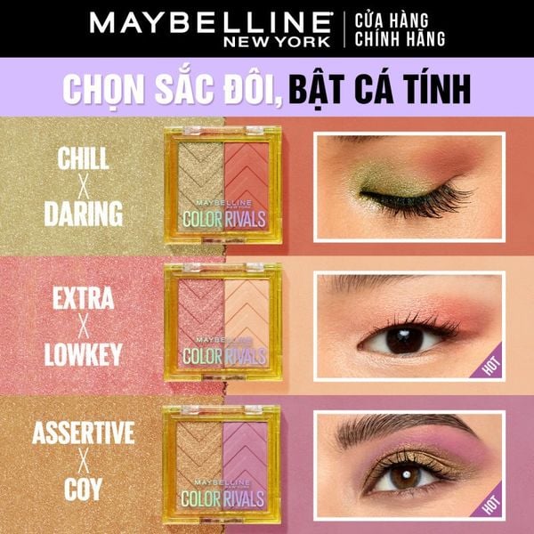  Bảng Phấn Mắt Maybelline 2 Ô Màu Color Rivals Shadow Duo Palette 3g 