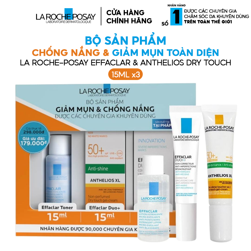 [3 Items] Bộ Sản Phẩm Giảm Mụn Và Chống Nắng La Roche-Posay Effaclar & Anthelios Dry Touch