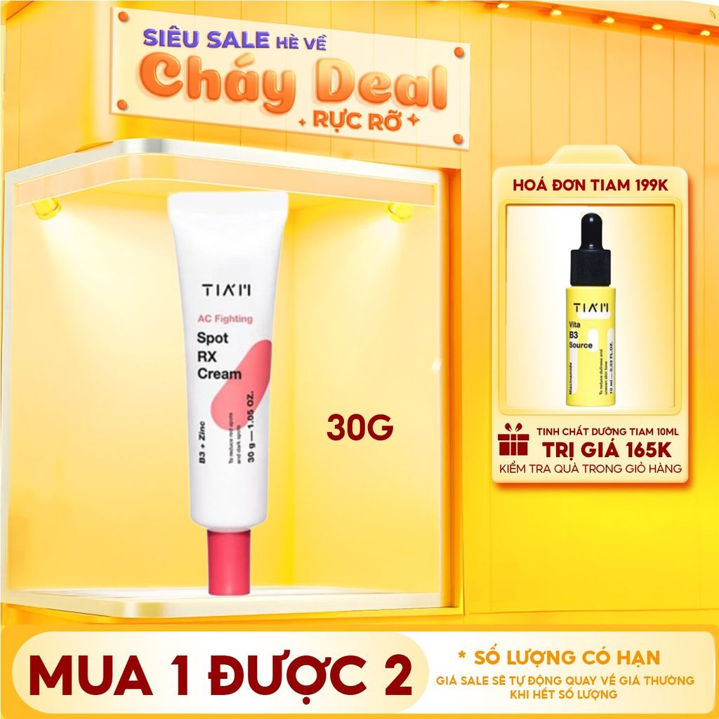 Kem Chấm Mụn Tiam Hỗ Trợ Giảm Viêm Sưng, Ngăn Ngừa Vết Thâm Sẹo AC Fighting Spot RX Cream 30g