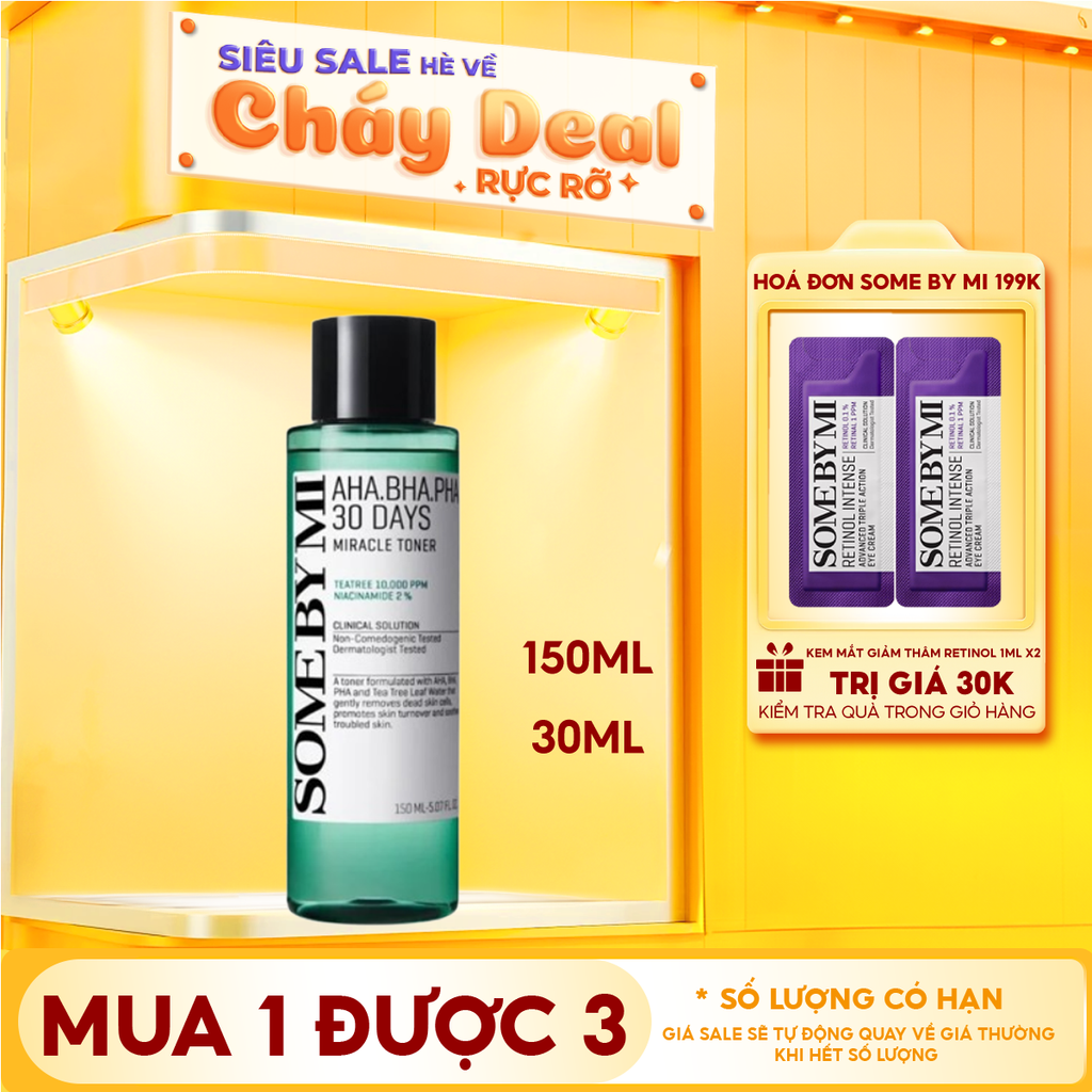 Nước Hoa Hồng Some By Mi Làm Sạch Da, Tẩy Da Chết, Cải Thiện Da Mụn Hàn Quốc Toner AHA
