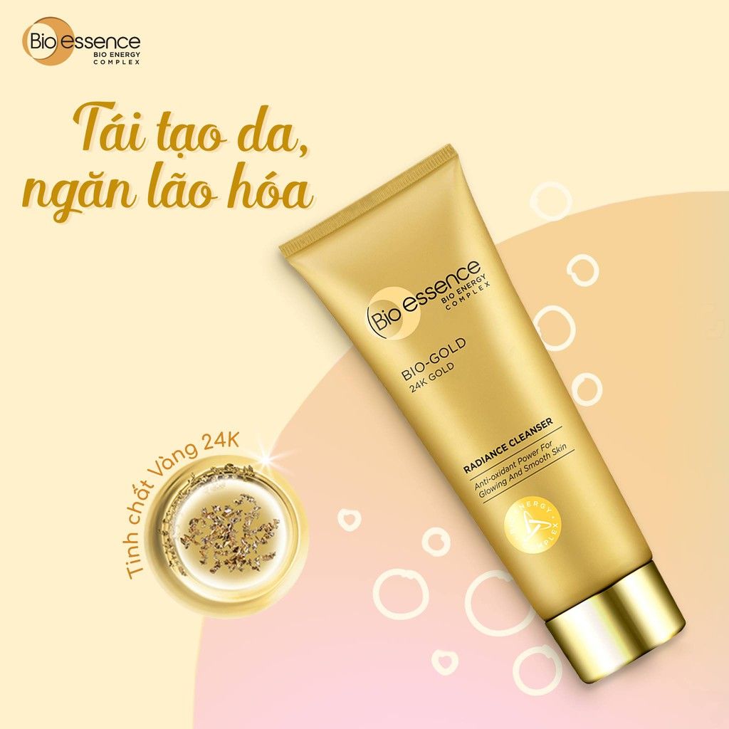 Sữa Rửa Mặt Ngừa Lão Hóa Chiết Xuất Vàng 24K Bio-essence Bio-Gold Radiance Cleanser 100g