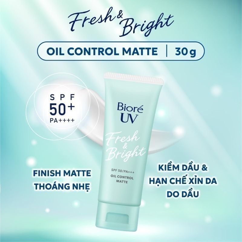 Kem Chống Nắng Bioré Sáng Da Rạng Rỡ, Kiềm Dầu, Che Phủ Tức Thì UV Fresh & Bright SPF50/ PA+++ 30g
