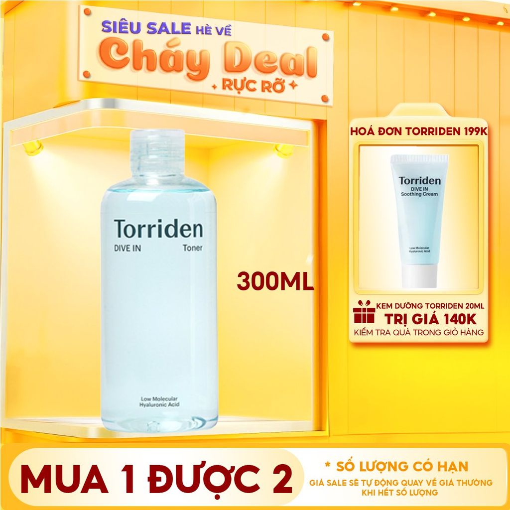 Nước Hoa Hồng Torriden Dưỡng Ẩm, Làm Dịu Da Dive-In Low Molecular Hyaluronic Acid Toner 300ml