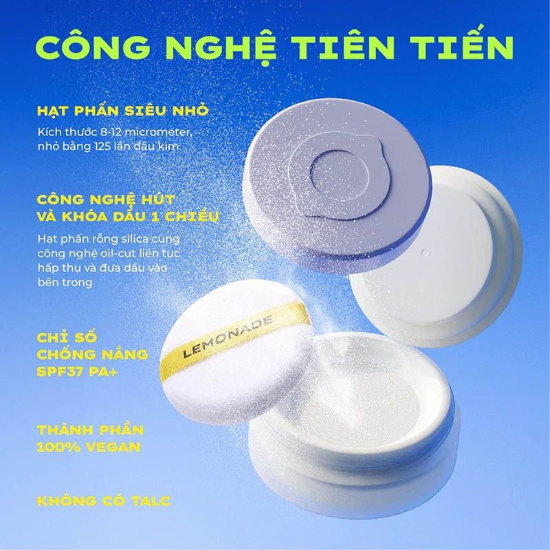 Phấn Phủ Mỏng Nhẹ Kiềm Dầu, Thuần Chay Lemonade Supermatte No Makeup Loose Powder 9g