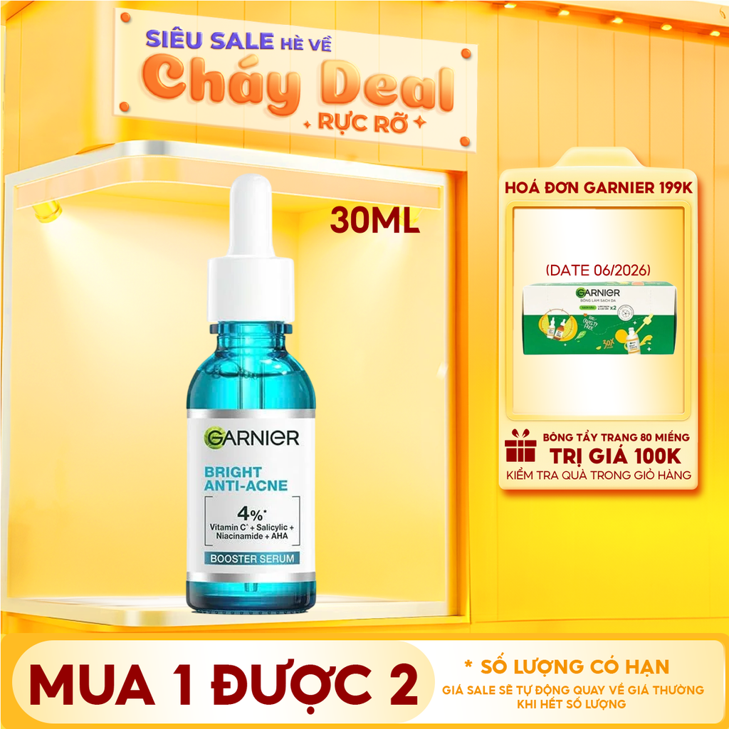 Serum Garnier Tinh Chất Dưỡng Sáng Da, Mờ Thâm Nám Skin Naturals Bright Complete Anti - Acne Booster Serum