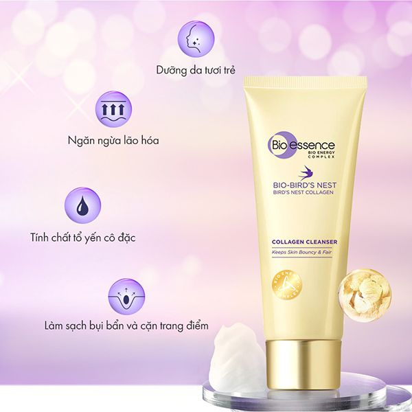 Sữa Rửa Mặt Hỗ Trợ Dưỡng Trắng Da & Căng Mịn Tinh Chất Tổ Yến Bio-essence Bio-Bird's Nest Collagen Cleanser 100g