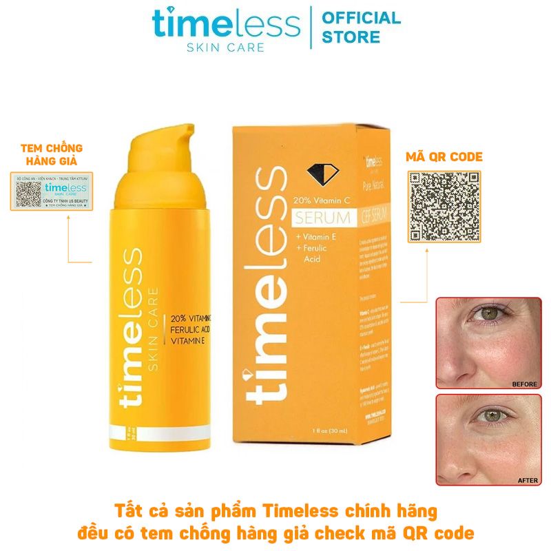 Serum Timeless Tinh Chất Dưỡng Trắng Da Giảm Thâm Serum Timeless 20% Vitamin C + E + Ferulic Acid 30ml