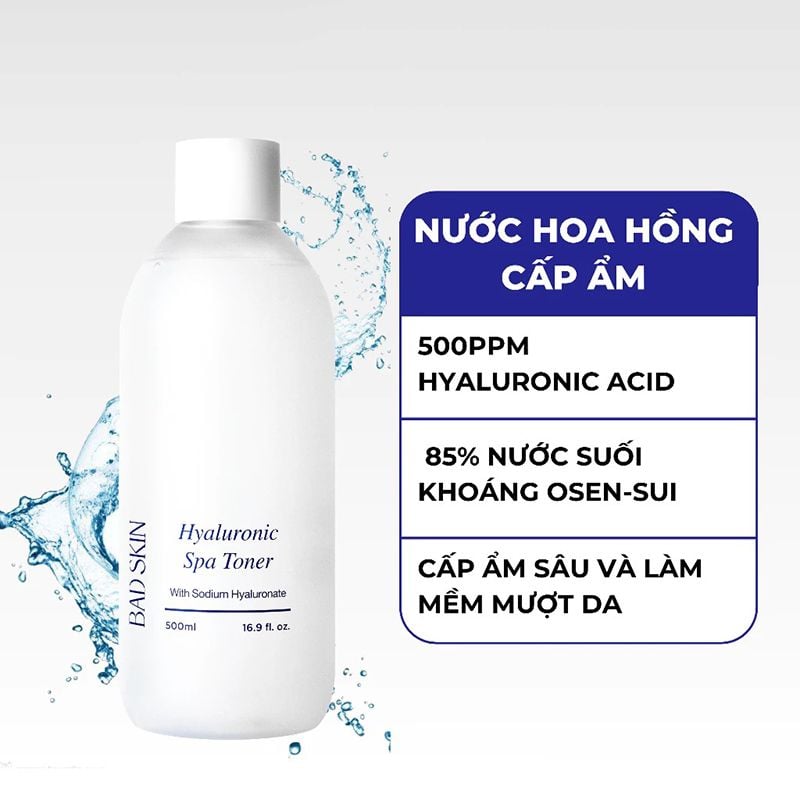 Nước Hoa Hồng Cấp Ẩm BAD SKIN Hyaluronic Spa Toner