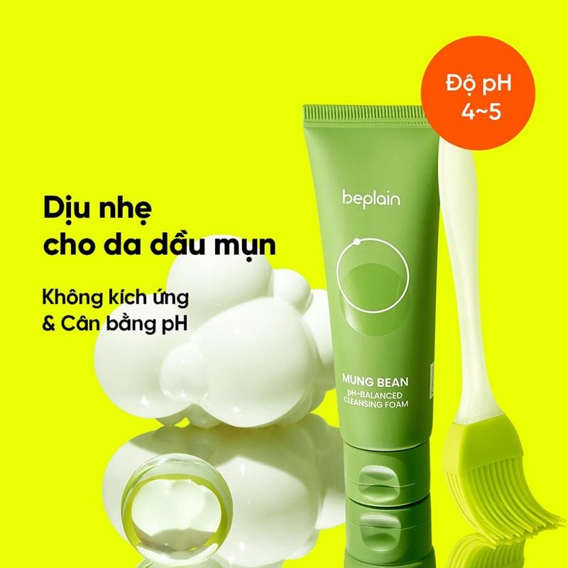 Sữa Rửa Mặt Beplain Chiết Xuất Đậu Xanh Cân Bằng Độ pH Mung Bean pH-Balanced Cleansing Foam