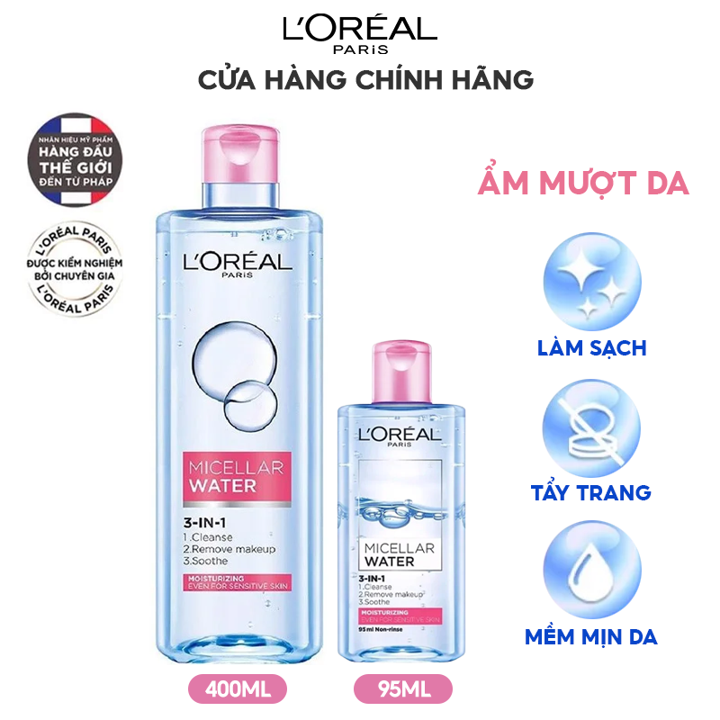 Nước Tẩy Trang Dưỡng Ẩm Cho Da Khô L'Oreal Micellar Water Moisturizing