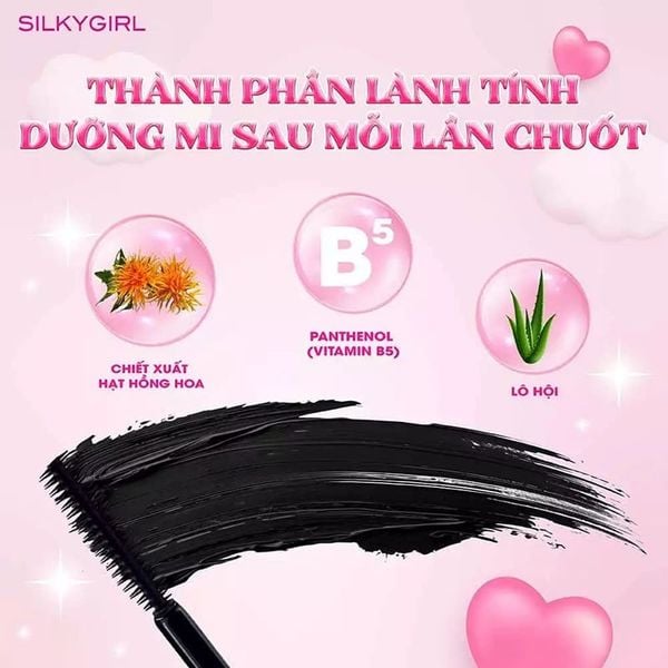  Mascara Làm Dài, Dày Và Cong Mi Silkygirl Lash Squad Serum Waterproof Mascara #01 Intense 4ml 