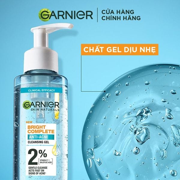  Sữa Rửa Mặt Dạng Gel Garnier Dịu Nhẹ Cho Da Dầu Mụn Skin Naturals Bright Complete Anti-Acne Cleansing Gel 120ml 