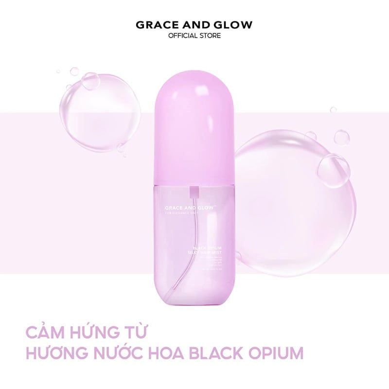 Xịt Dưỡng Tóc Grace And Glow Black Opium Silky Hair Mist Spray Soft And Silk Hair With Golden Marula And Olive Oil 100ml