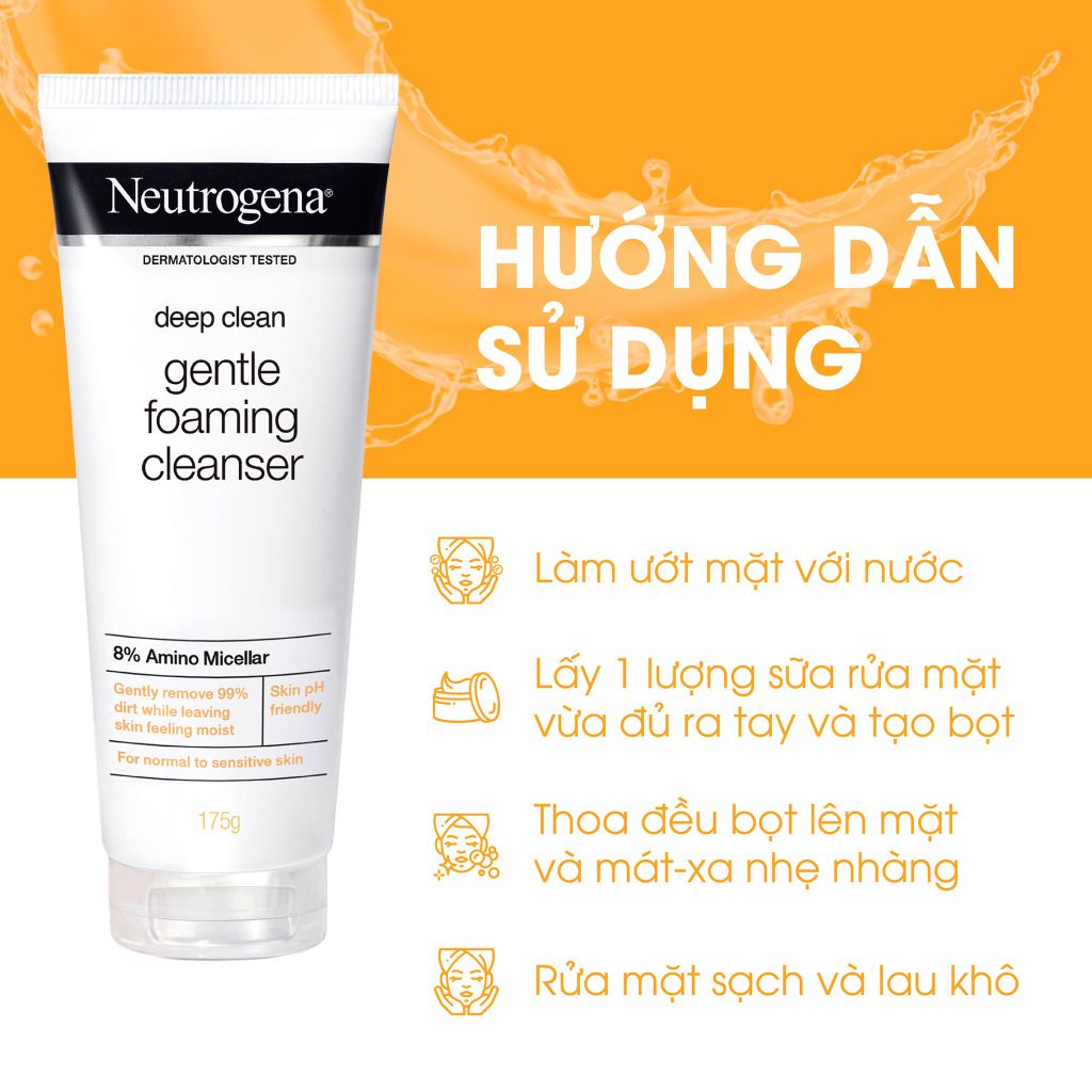 Sữa Rửa Mặt Neutrogena Làm Sạch Sâu Và Kiểm Soát Nhờn Deep Clean Foaming Cleanser