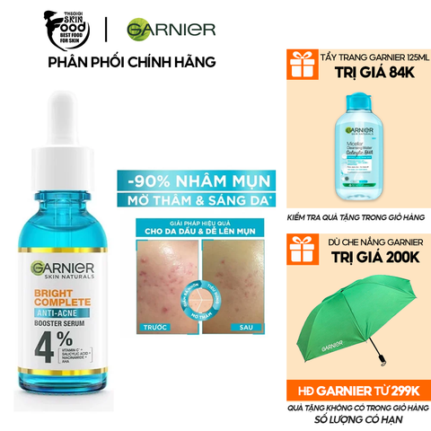 Serum Garnier Tinh Chất Dưỡng Sáng Da, Mờ Thâm Nám Garnier Skin Naturals Bright Complete Anti - Acne Booster Serum 30ml