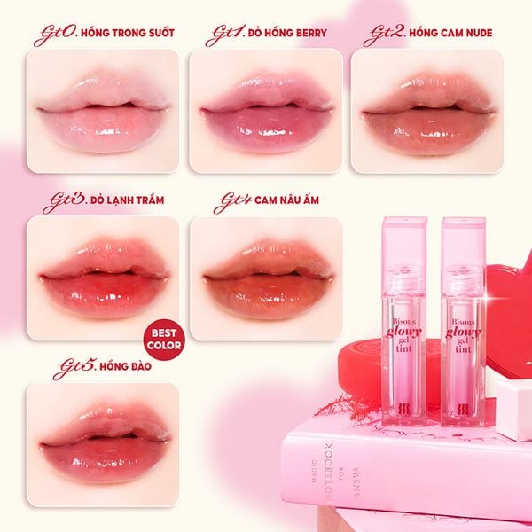  Son Bóng Pha Lê Merzy Căng Mọng, Bền Màu Bisous Glowy Gel Tint 