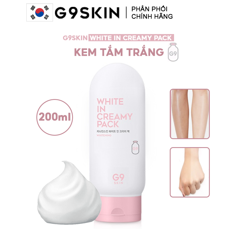 Kem Tắm Trắng Dành Cho Mặt Và Cơ Thể G9Skin White In Creamy Pack 200ml