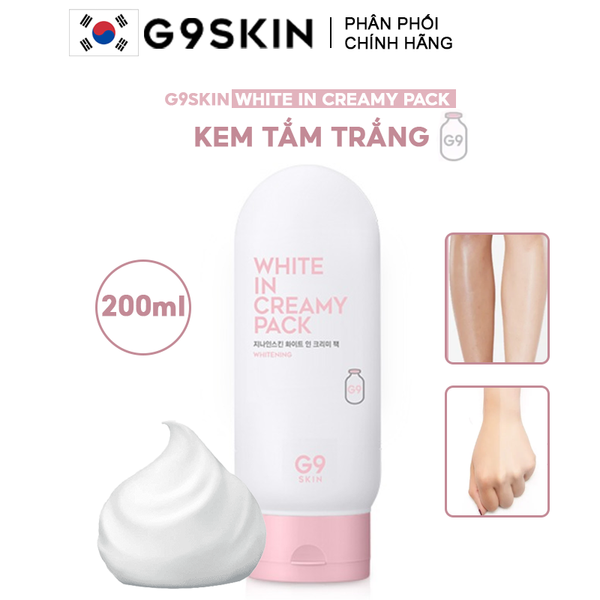 Kem Tắm Trắng Dành Cho Mặt Và Cơ Thể G9Skin White In Creamy Pack 200ml